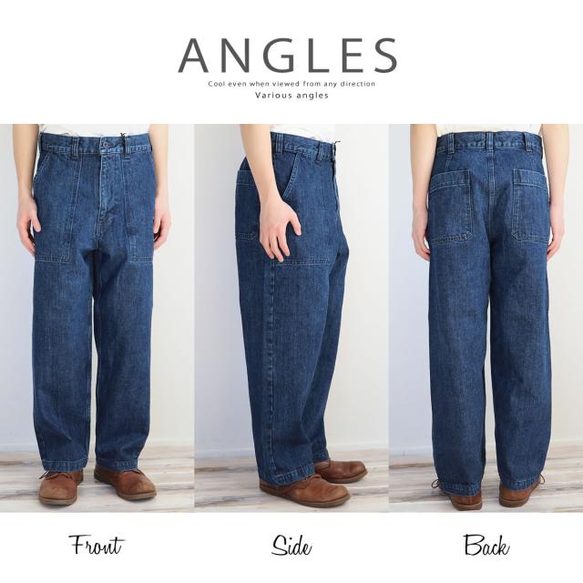 ベイカーパンツ  ジーンズ アップスケープ オーディエンス ワイドパンツ 13.75oz セルヴィッチ 青耳 ヴィンテージ ウォッシュ デニムパンツ Upscape Audience ( aud3550 )  ベーカーパンツ 日本製 メイドインジャパン ミリタリー 無地 メンズ おしゃれ アーベン