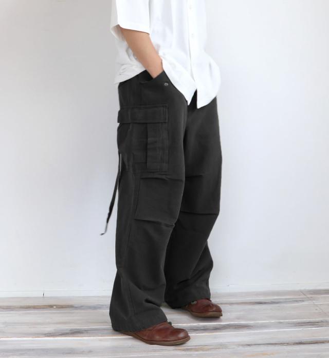 カーゴパンツ オーディエンス Audience 綿麻キャンバス M-65 カーゴ イージーパンツ ( aud3596 ) ミリタリーパンツ ワイドパンツ ワーク 軍物 極太シルエット 止血テープ U.S.ARMY ヴィンテージ バックサテン メンズ レディース ウエストゴム リラックス ドライタッチ