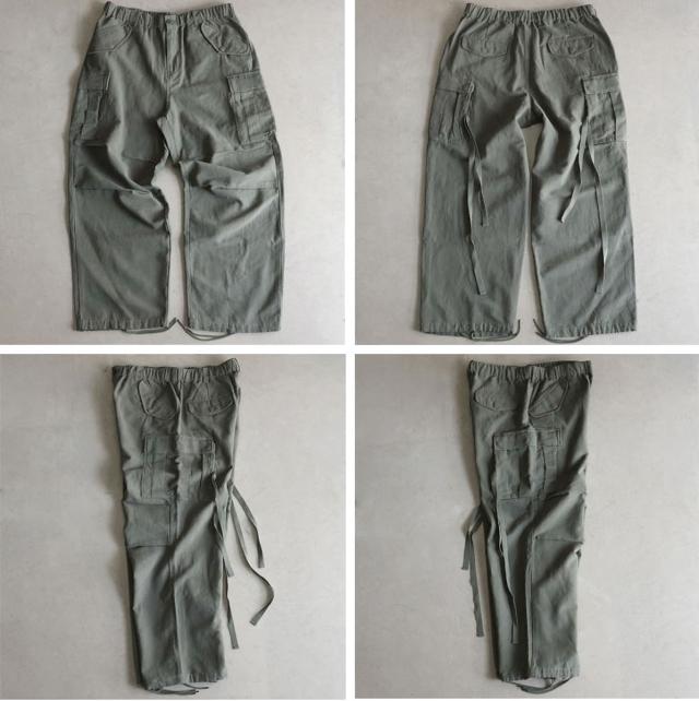 カーゴパンツ オーディエンス Audience 綿麻キャンバス M-65 カーゴ イージーパンツ ( aud3596 ) ミリタリーパンツ ワイドパンツ ワーク 軍物 極太シルエット 止血テープ U.S.ARMY ヴィンテージ バックサテン メンズ レディース ウエストゴム リラックス ドライタッチ