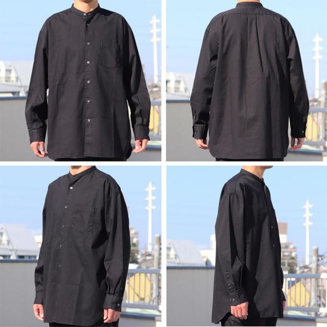 ボクシーシャツ アップスケープ オーディエンス 6オンス オックスフォード バンドカラー長袖シャツ Upscape Audience ( aud6267 ) ビッグシャツ Aライン 日本製 スタンドネック オーバーサイズ メイドインジャパン ミリタリー 無地 メンズ おしゃれ アーベン 2026年_11