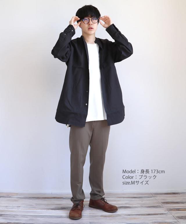 ボクシーシャツ アップスケープ オーディエンス 6オンス オックスフォード バンドカラー長袖シャツ Upscape Audience ( aud6267 ) ビッグシャツ Aライン 日本製 スタンドネック オーバーサイズ メイドインジャパン ミリタリー 無地 メンズ おしゃれ アーベン 2026年_2