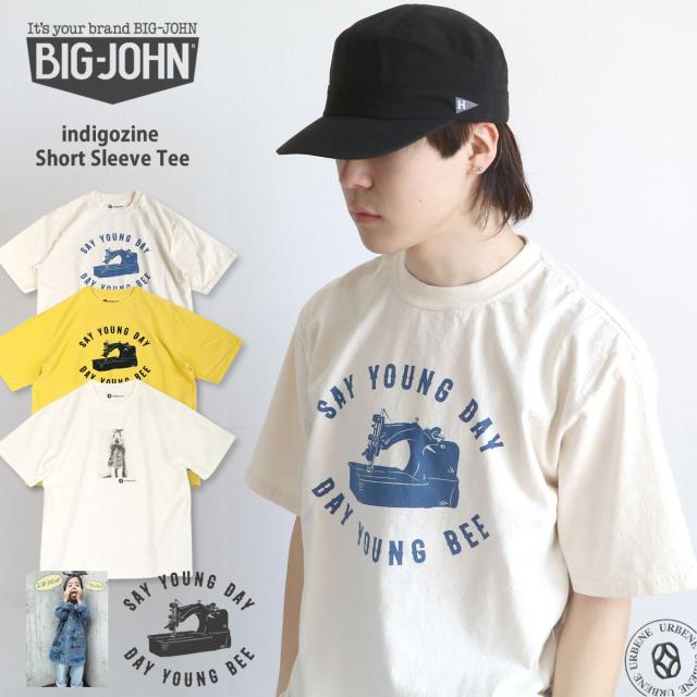 プリントTシャツ ビッグジョン カバー写真 ＆ フォーエバーヤング indigozine BIG JOHN 半袖Tee カットソー ( BJTS53M ) Cover Photo Forever Young S/S Tee クルーネック 半袖 ベーシック ティシャツ 日本製 レイヤード おしゃれ アーベン 普段使い