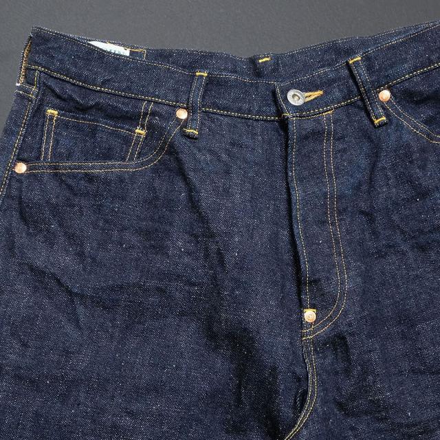 【 地球と共生するジーンズ 】ビッグジョン ワイルドダック ワイドストレートジーンズ 16oz セルビッチデニム 落ち綿 デニムパンツ BIG JOHN グリーンレーベル ( M1012RC (001) ) WILD DUCK JEANS サステイナブル ボタンフライ ワンウォッシュ メンズ 日本製 アーベン_8