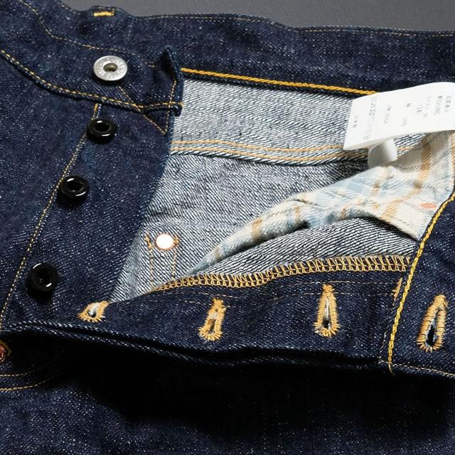 【 地球と共生するジーンズ 】ビッグジョン ワイルドダック ワイドストレートジーンズ 16oz セルビッチデニム 落ち綿 デニムパンツ BIG JOHN グリーンレーベル ( M1012RC (001) ) WILD DUCK JEANS サステイナブル ボタンフライ ワンウォッシュ メンズ 日本製 アーベン_9