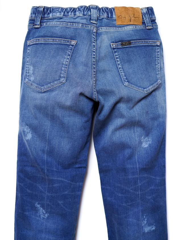 BIG JOHN ビッグジョン レディース ストレートレッグ アンクル丈 スタンダードストレートデニム ハイパーストレッチ イスコ ISKO M3 ダメージ