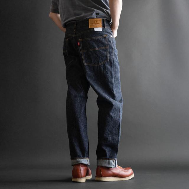 【 幻の50年前のジャパニーズデニムを復刻 】石川台デニム テーパードジーンズ ビッグジョン 14oz セルビッチデニム アメリカ綿 BIG JOHN ISHIKAWADAI DENIM TAPERED FIT ( S1956W (001) ) テーパードフィット ジッパーフライ インディゴセルビッジ メンズ アーベン_3