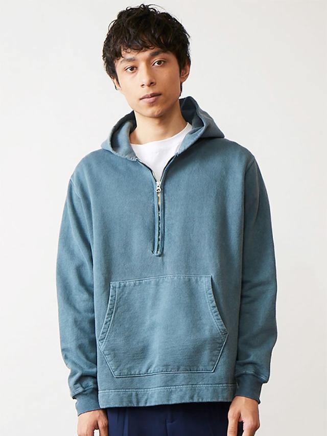GOOD ON グッドオン 長袖 ピグメントダイ ラフハーフジッププル