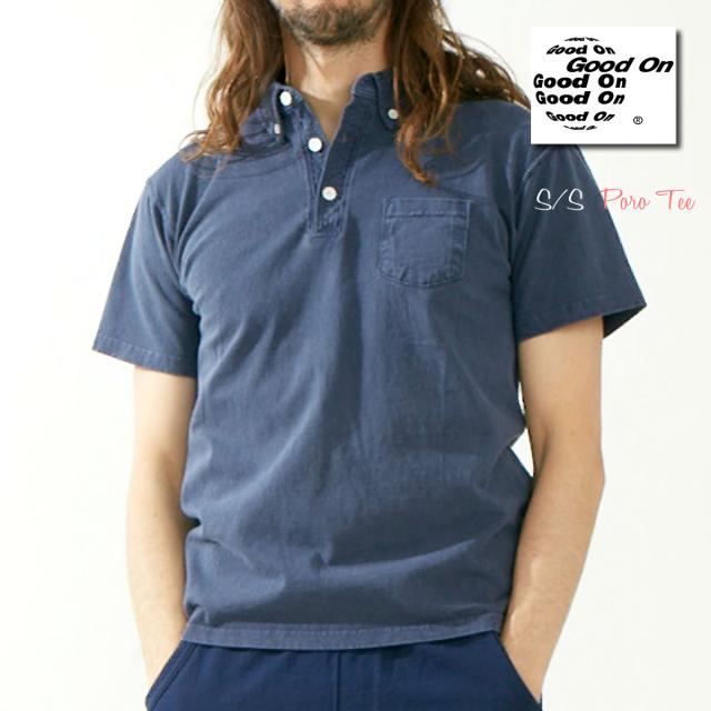 ボタンダウンポロシャツ グッドオン 半袖 ピグメントダイ ポロT