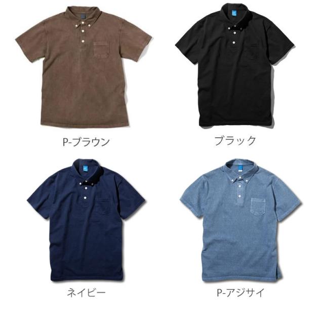 ボタンダウンポロシャツ グッドオン 半袖 ピグメントダイ ポロTシャツ