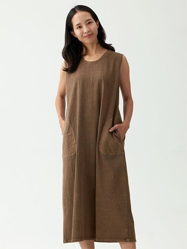 【 WOMENS 】ワンピースドレス GOOD ON グッドオン テントT-ドレス Tシャツ カットソー ( GOOP1905 ) Aライン ノースリーブ ポケット付き ワンピース ピグメント染め レディース ウィメンズ カジュアル アメカジ ベーシック シンプル おしゃれ アーベン 普段使い