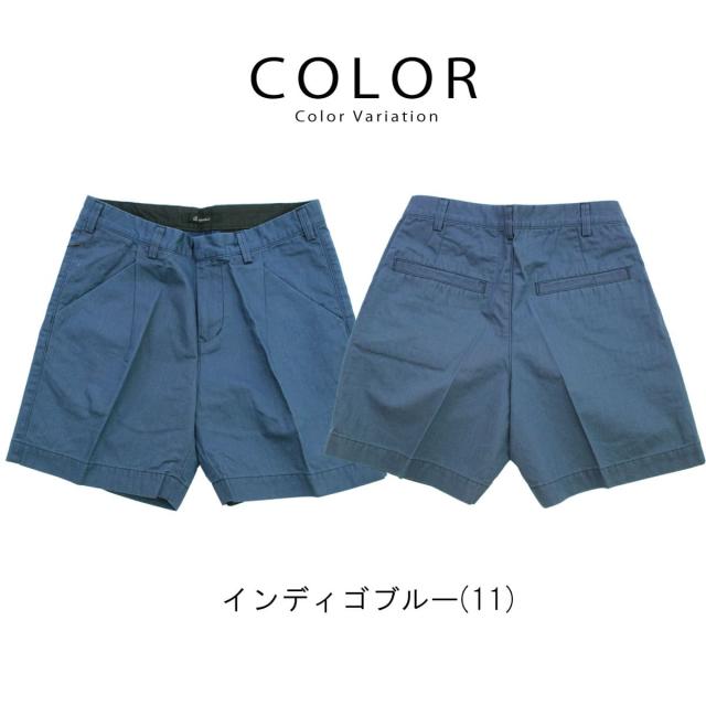 ジョンブル レディース Johnbull タック デニムショーツ ap203 ジーンズ ジーパン ひざ上丈 膝上 ショートパンツ ハーフパンツ ショーパン ワークパンツ トラウザー ジーンズ ブルー John bull おしゃれ アーベン 美脚効果 普段使い_6