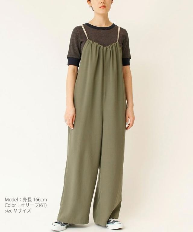＼ウエスト部分でシルエットの調節可能／ドローストリングサロペット ジョンブル レディース Johnbull ワイドパンツ ドライタッチ ( jl232p04 ) サスペンダー ギャザー つなぎ ボトムス オーバーオール オールシーズン オールインワン 送料無料 おしゃれ アーベン 2026年_6