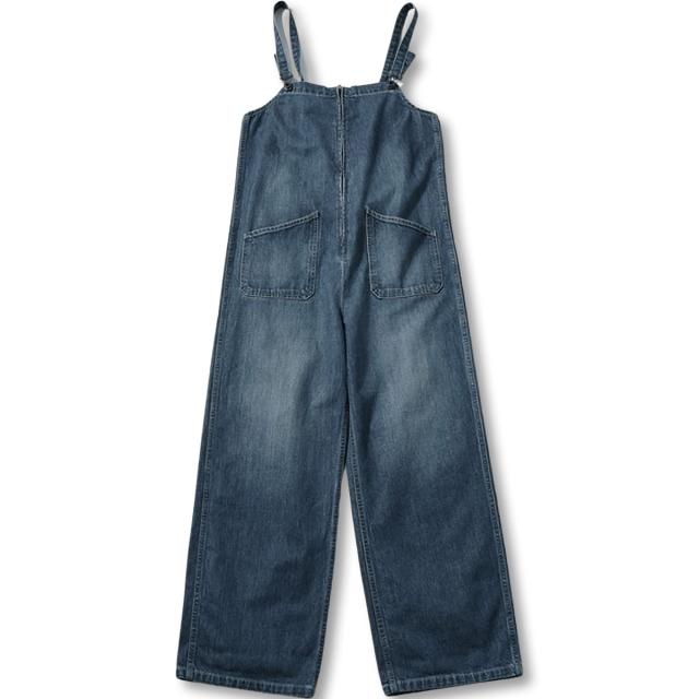 【 U.S.NAVYのデッキパンツがベース 】ジョンブル レディース Johnbull ユーズド加工 デニムチューブサロペット デニムオーバーオール ジーンズ ( JL251P35-15 ) ヴィンテージ シンチバック オールインワン John bull おしゃれ アーベン 普段使い 実用的_11