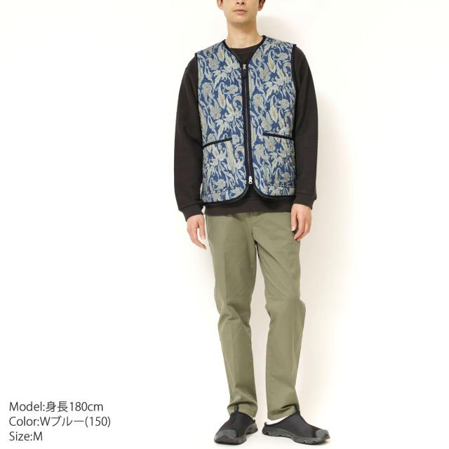 ベスト ジョンブル メンズ Johnbull キルティングジップベスト ( jm233l13 ) ジップ アウトドア チョッキ キルティングベスト アウター ジャンパー シンサレート中綿 断熱性 保温性 中綿 軽量 レオパード 豹柄 ペイズリー 総柄 レイヤード John bull おしゃれ アーベン_6