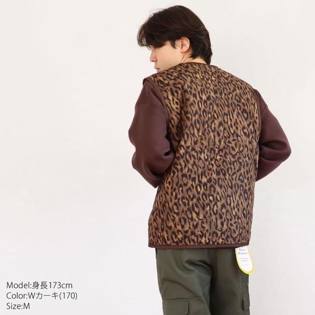 ベスト ジョンブル メンズ Johnbull キルティングジップベスト ( jm233l13 ) ジップ アウトドア チョッキ キルティングベスト アウター ジャンパー シンサレート中綿 断熱性 保温性 中綿 軽量 レオパード 豹柄 ペイズリー 総柄 レイヤード John bull おしゃれ アーベン_3