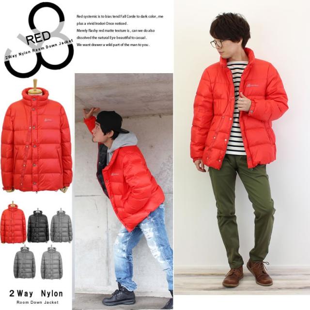 ジョンブル メンズ Johnbull 2WAY 30Dナイロンリップストップ アウトドア ルーム ダウンジャケット (16608) リフレクタープリント コート アウター ダウン ジャケット レッド John bull おしゃれ アーベン 普段使い 実用的 2025年 ジョンブル メンズ Johnbull 2WAY 30Dナイロンリップストップ