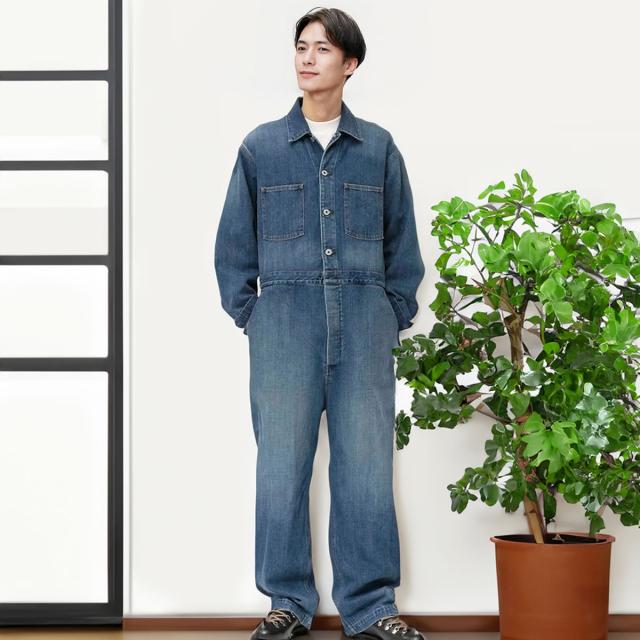 Johnbull ジョンブル ユーズド加工 デニム オールインワン つなぎ L Johnbull ジョンブル メンズ 12.5オンスデニムオールインワン