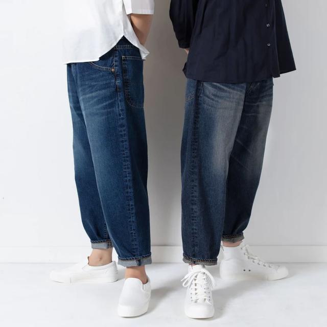 【よよ】 ジーンズ ディープブルー DEEPBLUE ワイドルーズデニムパンツ