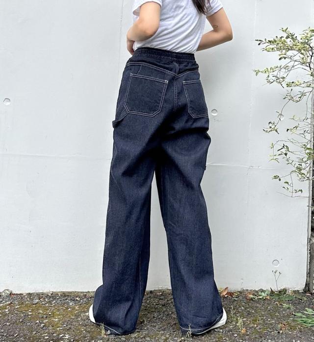 ベイカージーンズ ディープブルー DEEP BLUE ぐるゴムベーカーデニムパンツ ( 72979 ) インディゴブルー デニム バギーパンツ ワークワイドデニムパンツ ワイドシルエット deepblue レディース ボトムス ミリタリー おしゃれ アーベン 普段使い 実用的 日本製