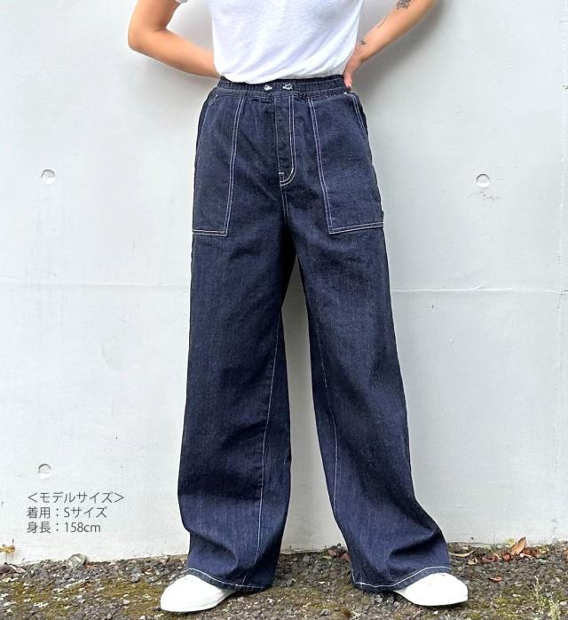 ベイカージーンズ ディープブルー DEEP BLUE ぐるゴムベーカーデニムパンツ ( 72979 ) インディゴブルー デニム バギーパンツ ワークワイドデニムパンツ ワイドシルエット deepblue レディース ボトムス ミリタリー おしゃれ アーベン 普段使い 実用的 日本製
