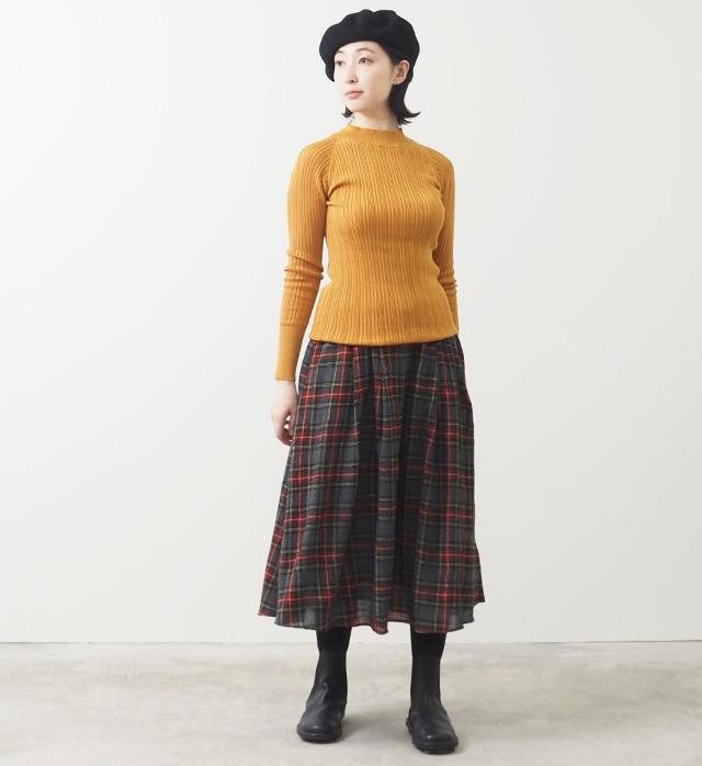NARU ナル ランダムリブ ハイネック 長袖 ニット 650705 ボトル