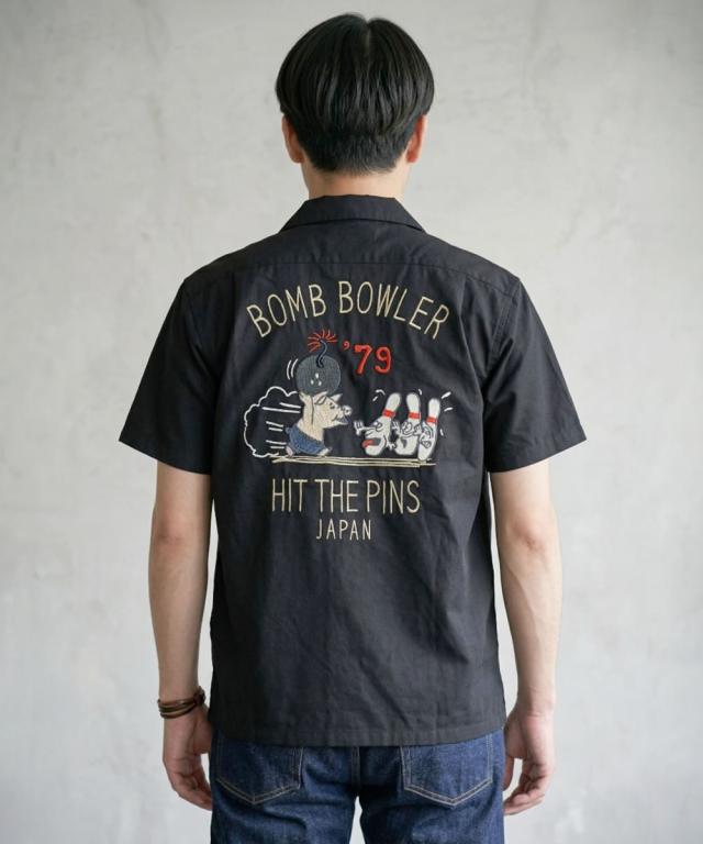 STUDIO DARTISAN ステュディオダルチザン ボーリングシャツ 刺繍シャツ  BOMB BOWLER ( 5743 ) メンズ 半袖 オープンカラーシャツ 綿100 ヴィンテージ アメカジ ブタ刺繍 日本製 カジュアル スタジオ 正規取扱 メンズ おしゃれ アーベン_4
