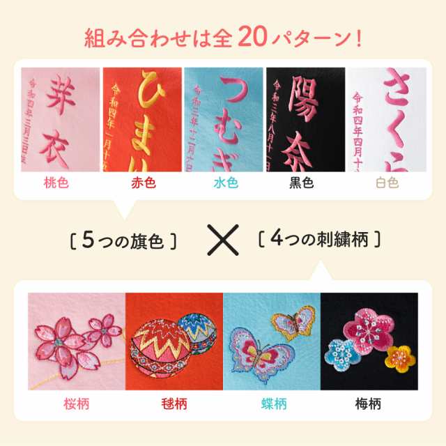 名前旗 名入れ 雛人形 出産祝い ギフト 女の子 サテン 刺繍 赤 黒 ピンク サックス ホワイト 毬 蝶 梅 桜柄 初節句の通販はau Pay マーケット ｆｕｎｆｕｎ