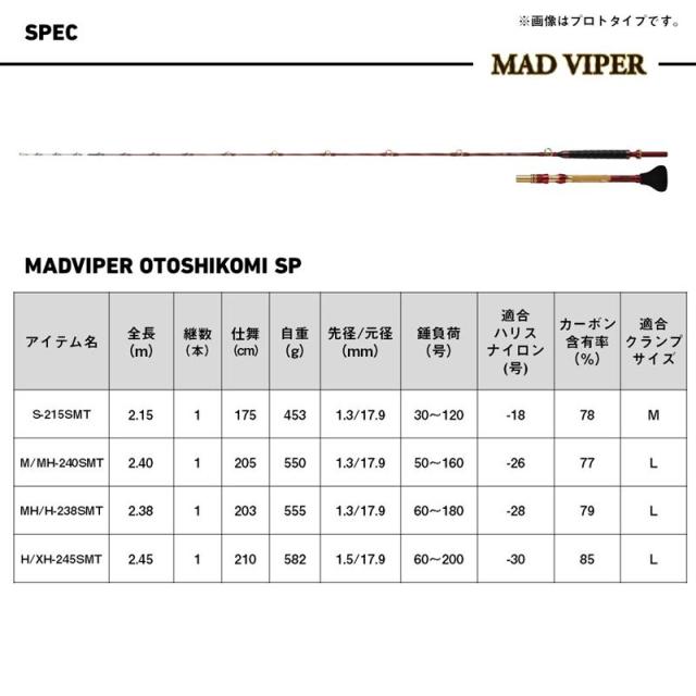 ダイワ 船竿 25 マッドバイパー 落とし込みSP MH/H-238SMT【大型商品】【同梱不可】【他商品同時注文不可】_6