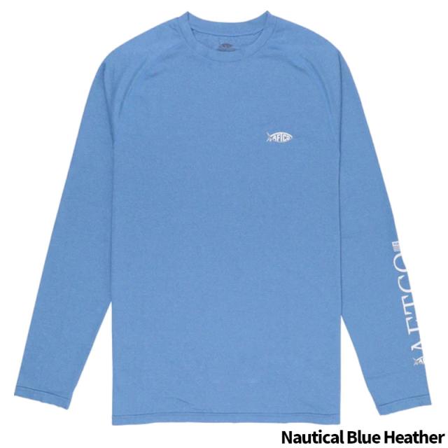 ウェア AFTCO(アフコ) Yurei Air-O Mesh LS Performance Shirt M61140 L(USサイズ-M) Nautical Blue Heather