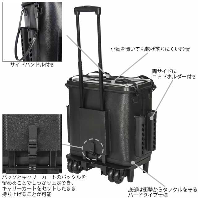 リアルメソッド キャリーカート付 Evaタックルバッグ 45cm ブラック Real Methodの通販はau Pay マーケット 釣具のポイント Au Pay マーケット店