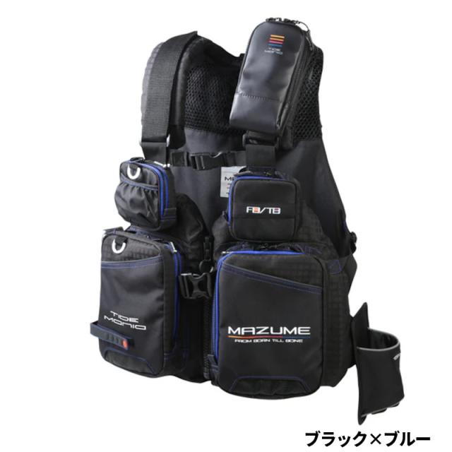 オレンジブルー ライフジャケット マズメ タイドマニア ライフジャケット フリー ブラック×ブルー MZLJ-831