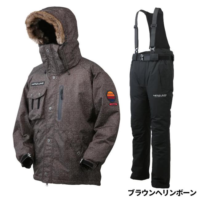 【アウトレット】 オレンジブルー 防寒ウェア マズメ コアオールウェザースーツ L ブラウンヘリンボーン MZFW-793
