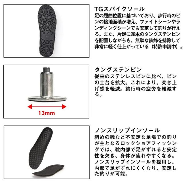 ダイワ フットウェア DS-1100TG TGロックショアシューズ ローカット TGスパイク 27.0cm ブラック