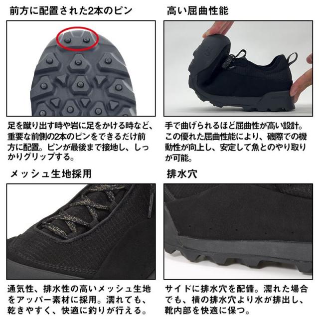 ダイワ フットウェア DS-1100TG TGロックショアシューズ ローカット TGスパイク 27.0cm ブラック