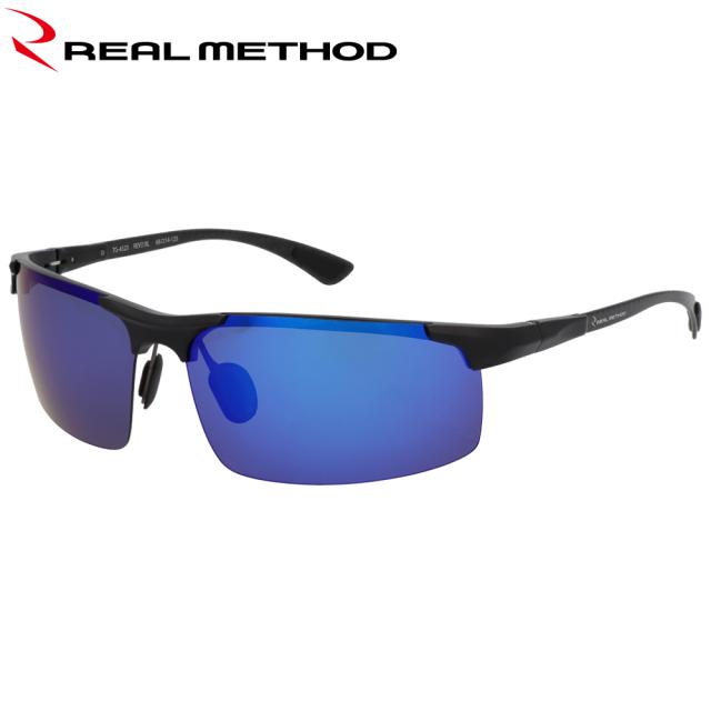 【現品限り】 偏光グラス リアルメソッド アルミマグネシウム合金 偏光サングラス スポーツ2型 グレー/ブルーミラー TG-4323の通販は 4,932円