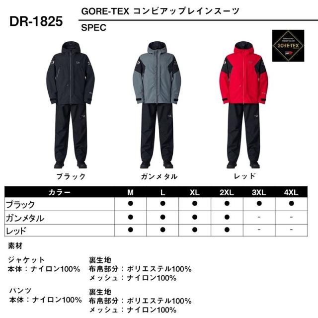 ダイワ ウェア DR-1825 ゴアテックス コンビアップレインスーツ XL ガンメタル_5