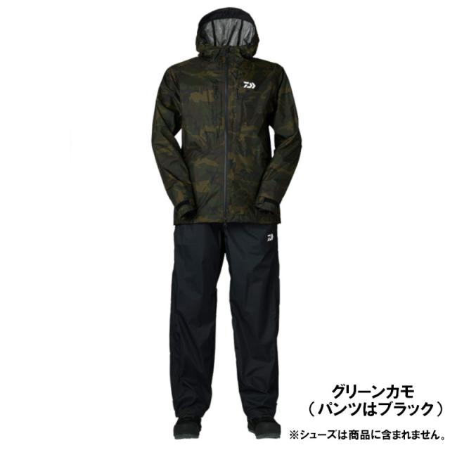 【アウトレット】 ダイワ ウェア DR-3322 レインマックス ハイブリッドレインスーツ M グリーンカモの通販は