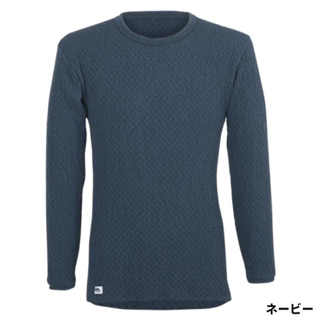 防寒ウェア ひだまり チョモランマ 紳士長袖丸首シャツ M 36 ネービー QMS921