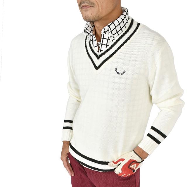 ゴルフウェア メンズ セーター ニット Vネック チルデン ライン入り Cg St915sk ゴルフトップス ゴルフセーター おしゃれ サンタリートの通販はau Pay マーケット サンタリート