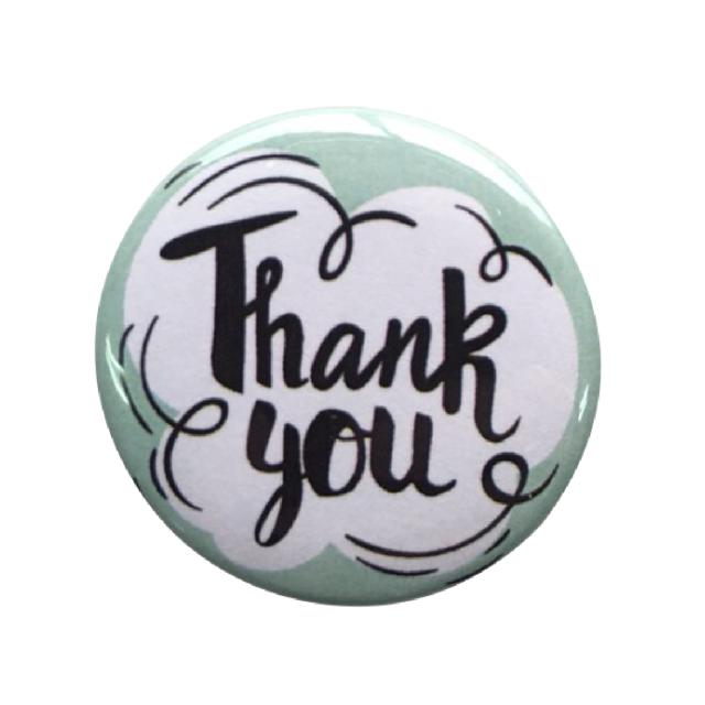 缶バッジ サンキュー ありがとう 38mm 3 8cm かわいい オリジナル ギフト プレゼント 景品 キッズ 子供 安全ピン ポイント消化の通販はau Pay マーケット 87design