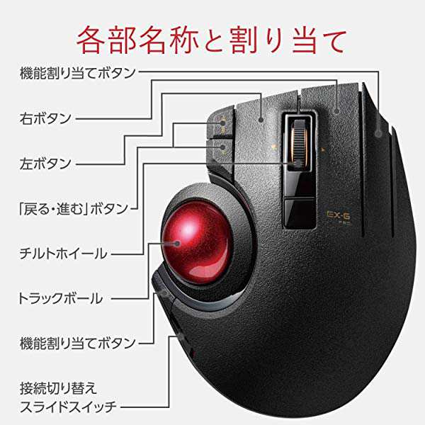 エレコム トラックボールマウス 有線 無線 Bluetooth 3種の接続方式対応 親指 8ボタン チルト機能 ブラック M Xpt1mrxbkの通販はau Pay マーケット ロールショップ