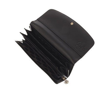 クレイサス 長財布 ワッフル フラップ長財布 ブラック CLATHAS