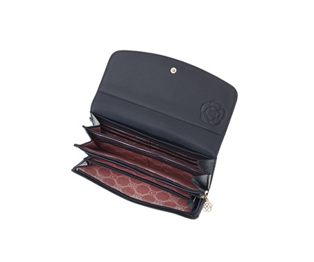 クレイサス 財布 長財布 ワッフル フラップ財布 長財布 ネイビー