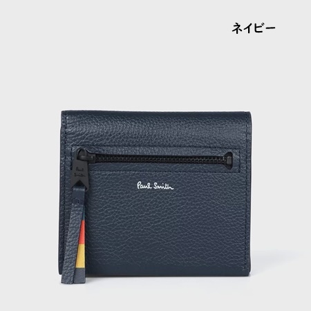 新品 ポールスミス 折財布 二つ折りレザー ネイビー 財布 メンズ 31q110 Paul Smith 未使用 ポールスミス コレクション 財布 コンパクト