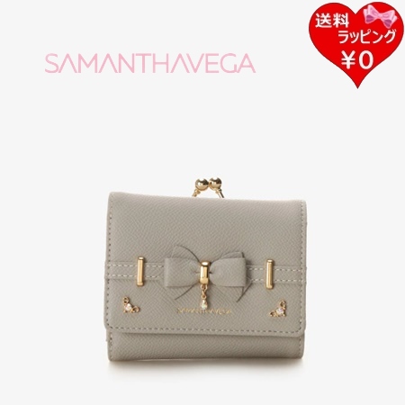 サマンサタバサ サマンサベガ Samantha Vega 財布 折財布 アクセントリボン グレー ブランド 正規品 新品 ギフト プレゼント 人気 おすすめ 誕生日 記念日 クリスマス 送料無料 ラッピング無料