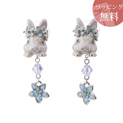 ANNA SUI アナスイ 玉乗りうさぎ モチーフ 花 ピアス elc.or.jp