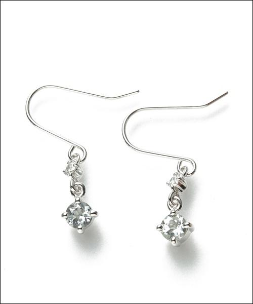 4℃ K10WGアクアマリンピアス