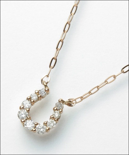 ４℃ 馬蹄　ダイヤモンドピンクゴールドネックレスの通販は