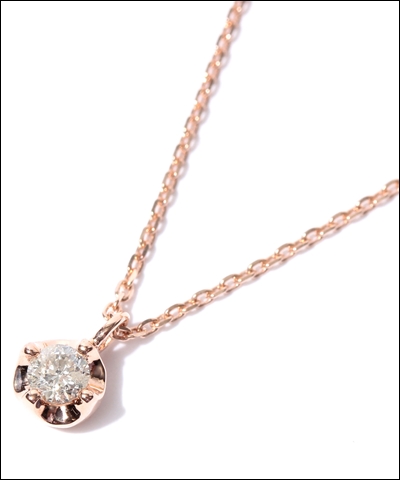 4℃ ヨンドシー 0.1ctダイヤモンド ピンクゴールドネックレス