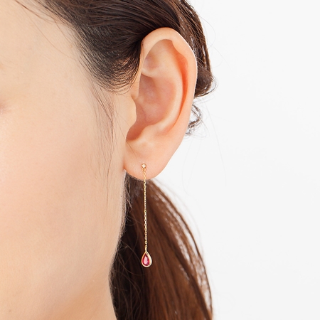 ヨンドシー 4℃ K18イエローゴールド ピアス ルビー ダイヤモンド